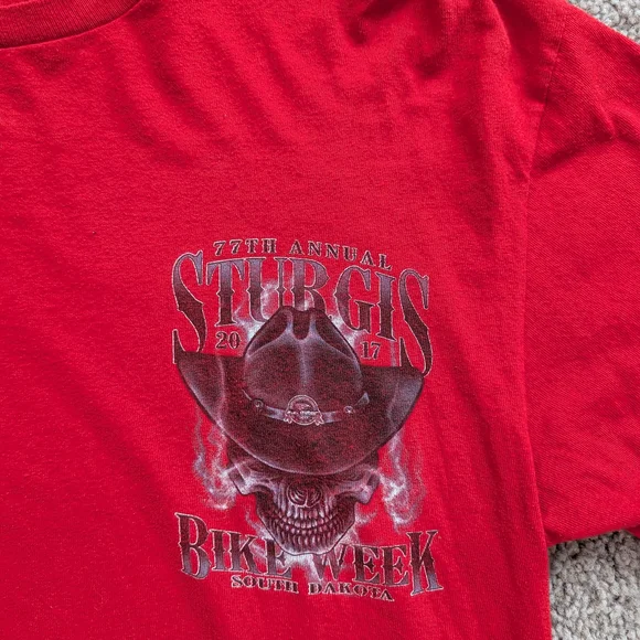 Sturgis Red 2017 77th Annual Bike Week South Dakota Long Sleeve Shirt Size Large - Picture 4 of 9